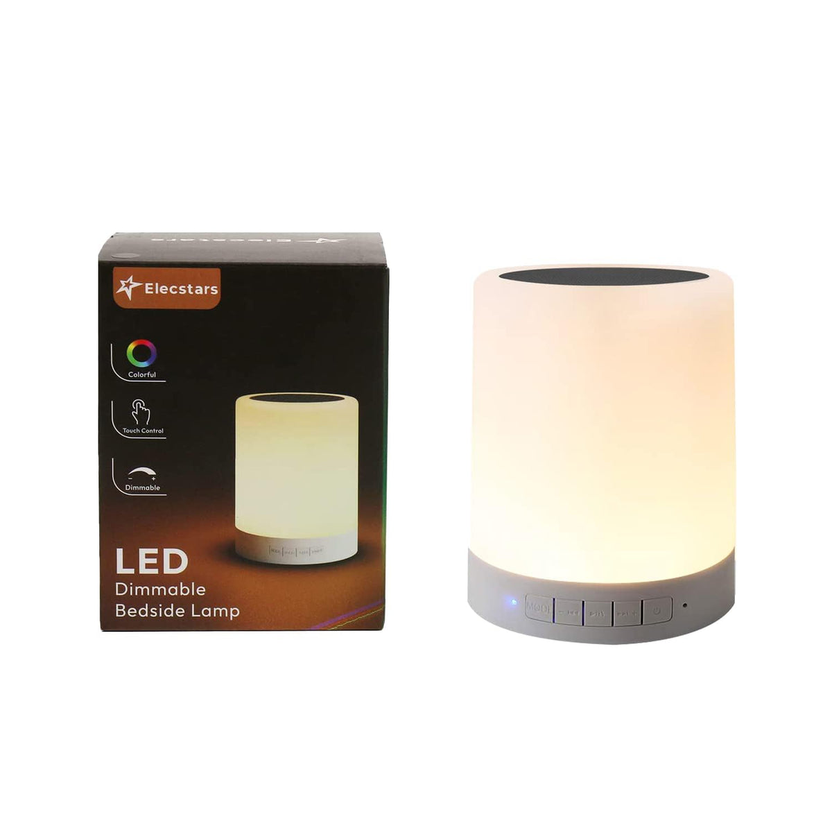 Elecstars Touch Bedside Lamp - with Bluetooth Speaker, Dimmable Color Night Light, Outdoor Table Lamp with Smart Touch Control, Best Gift for Men Women Teens Kids Children Sleeping Aid