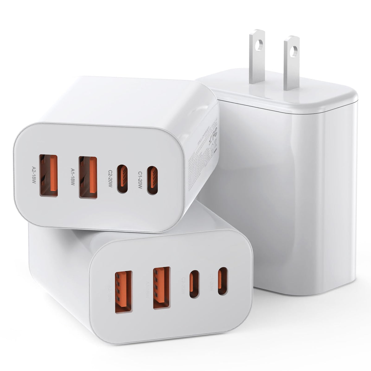 USB C Charger Block,40W USB C Charger Cube,3 Pack Type C Chargers Block,Fast Charging Plug Dual Port PD+QC Charging Cube for iPhone 16 15 14 13 12 11 Pro Max XS,iPad, Samsung Phone,Tablet