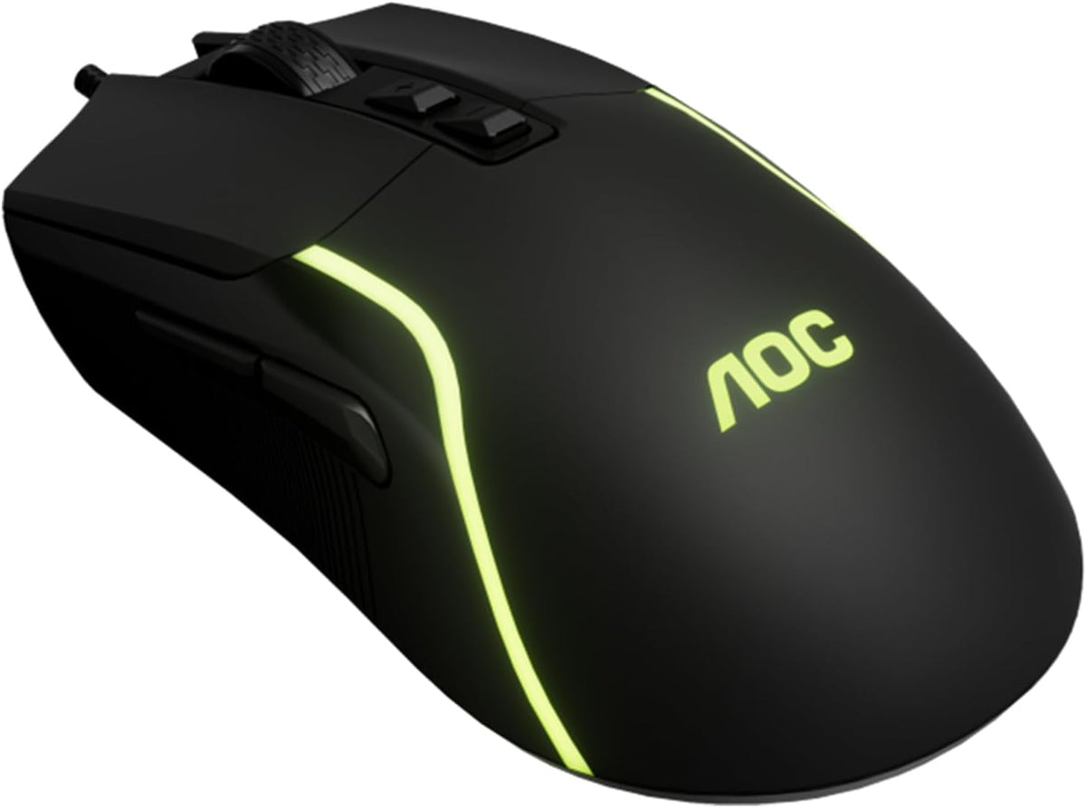 AOC 7200DPI 7 Programmable GM170 Wired Gaming Mouse, RGB Ergonomic Computer Mouse with Optical Sensor Game Corded