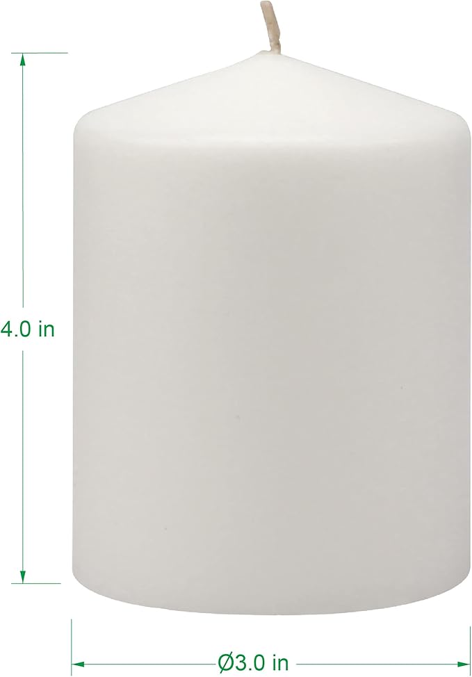 Stonebriar Unscented White Tall Pillar Candles, 35 Hour Burning Candle Pillars, Perfect for Decor, Weddings, Emergencies 3" X 4", 6 count