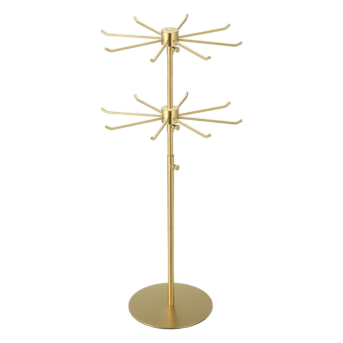 uxcell Keychain Display Stand, 1Pcs - Metal 2-layer Rotating Jewelry Display Stand with 8 Hook, Adjustable Display Rack for Necklace Craft Shows (Gold)