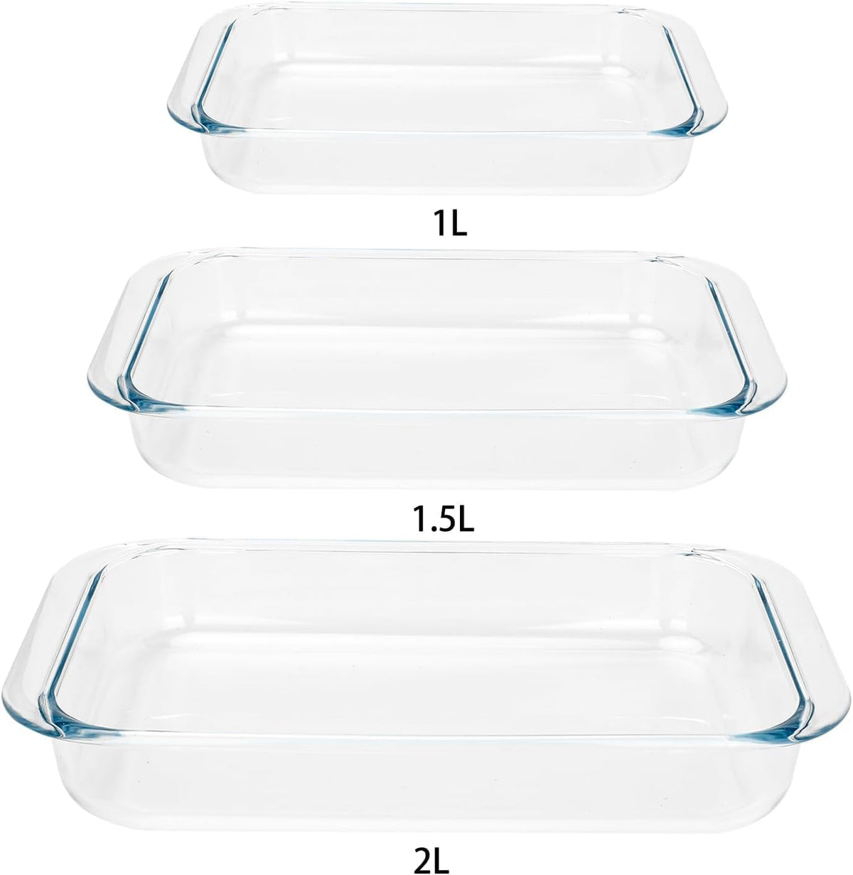 Regine Switzerland 1-Quart Tempered Glass Baking Dishes - Personal Sized Oblong Cookware (2 Pack)
