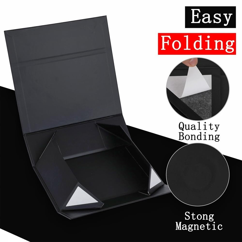 UoeRing 1 Extra Large Black Gift Box 17x14.5x6 inch Luxury Gift Box for Presents with Magnetic Closure Lid Collapsible,Birthday,Christmas,Contains Card, Ribbon,Tissue Paper,Shredded Paper Filler
