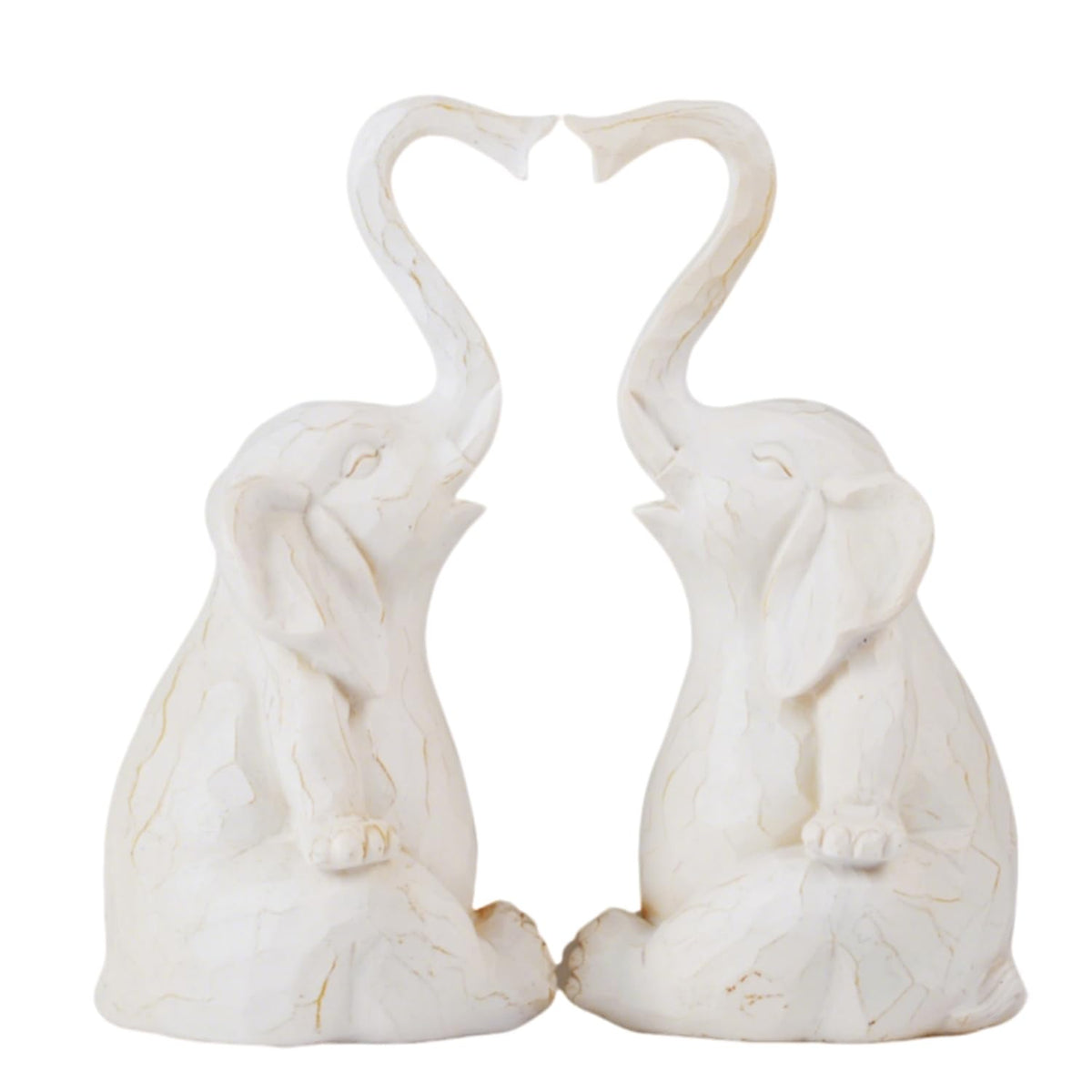 VOFSTAND Loving Pair of Elephants - Handmade Elephant Statues - Symbolic Home Decor Figurines for Love, Luck, and Harmony - Ideal Gift for Wedding, Anniversary, Mother's Day