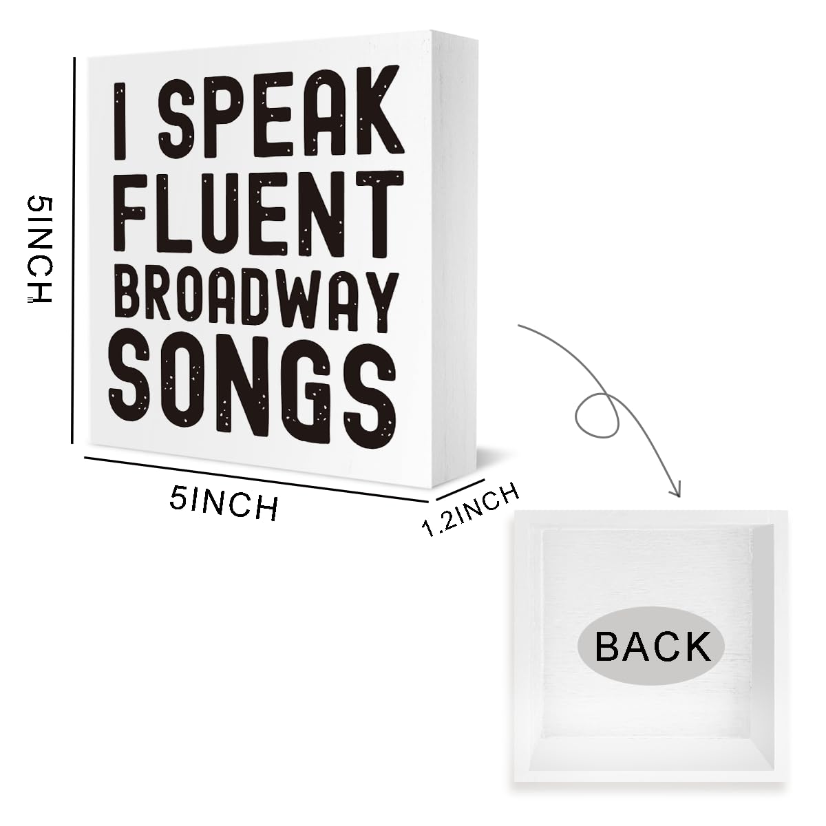 Musical Lover Actor Gift I Speak Fluent Broadway Songs Office Bedroom Room Decor Wooden Box Block Plaque Wood Products Sign for Desk Table Tabletop Decor 5 x 5 inches Tub2205