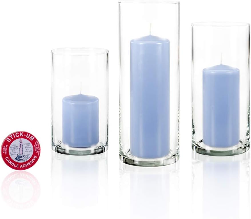 yummi Set of 36 Slim Pillars and Cylinder Vases - Periwinkle Blue