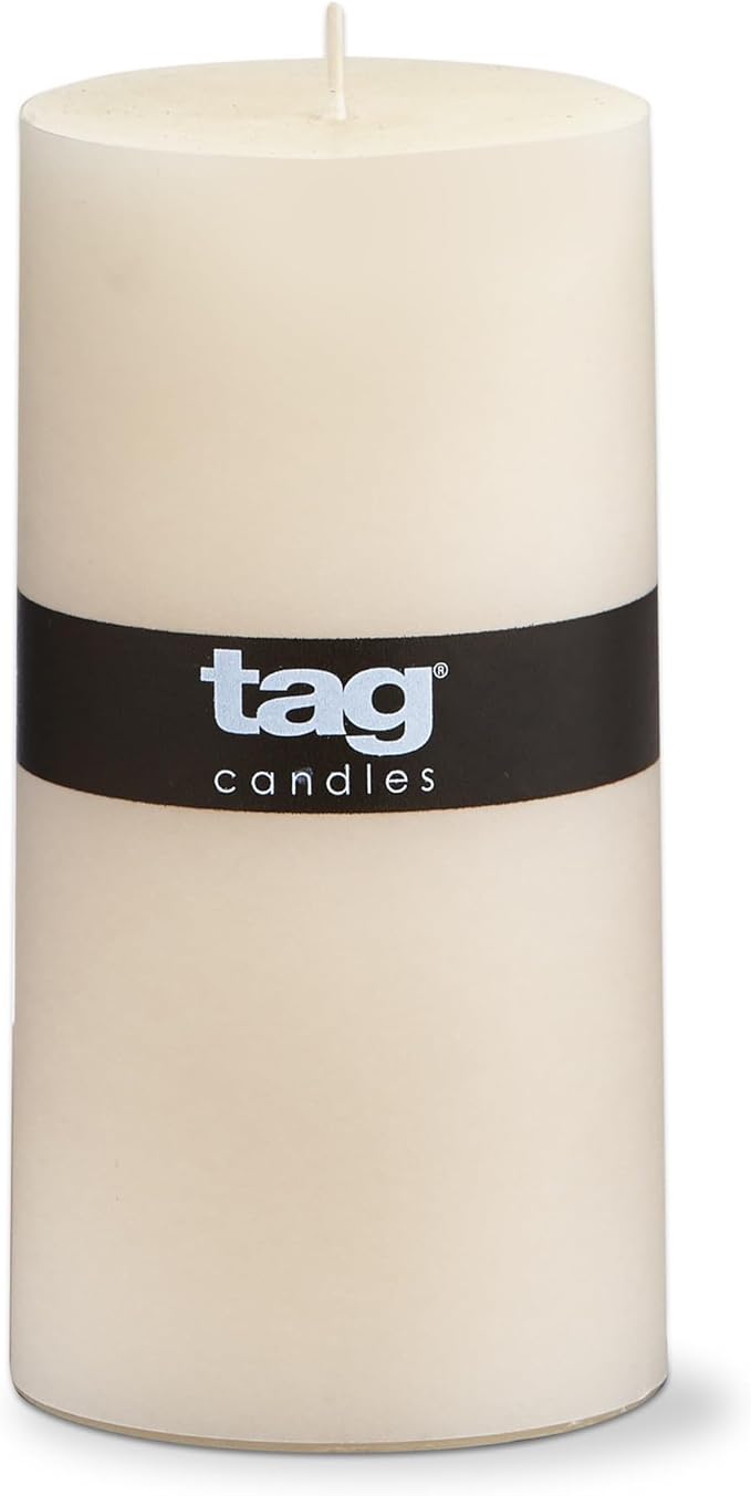 TAG Chapel 3X6 Ivory Pillar Paraffin Wax Candle Unscented Drip-Free Long Burning 85 Hours For Home Decor Wedding Parties 3x6 Ivory