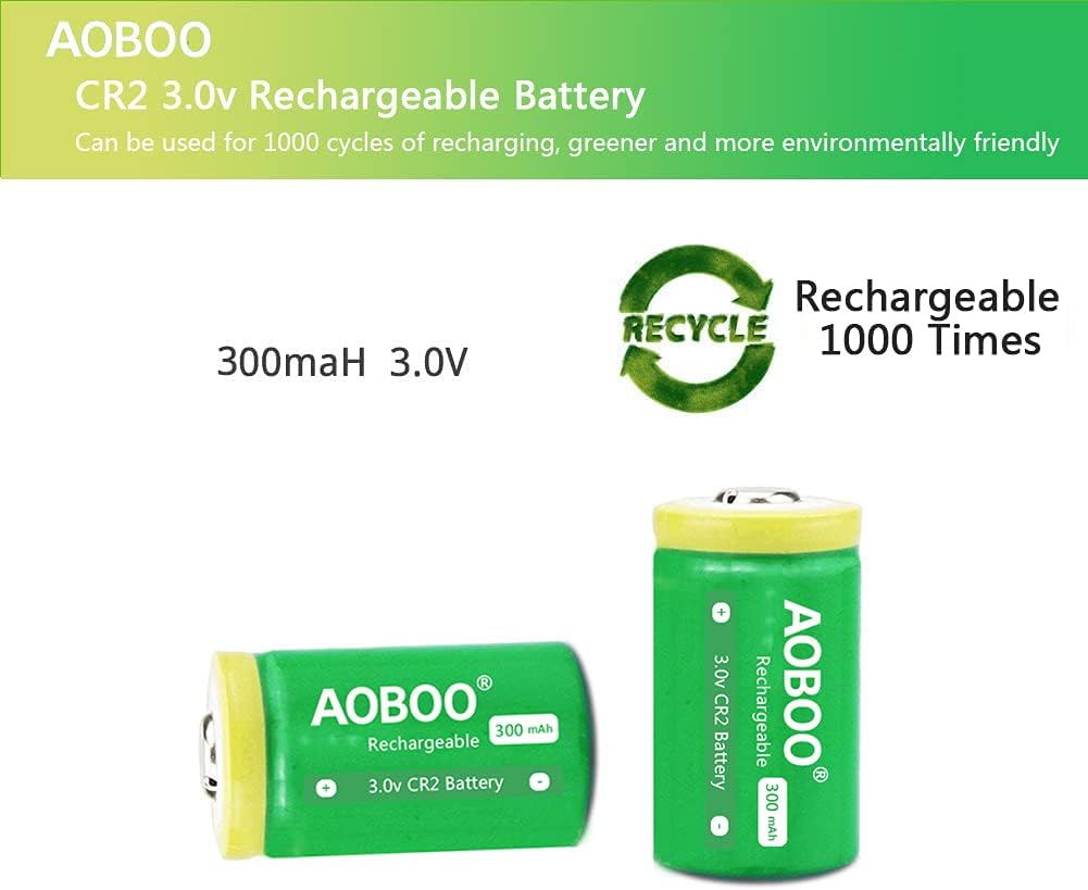 AOBOO CR2 2PCS CR-2W CR2 3v (Battery-ABO-S1) Li-Ion Battery Rechargeable Battery Camera Battery Rechargeable Charger