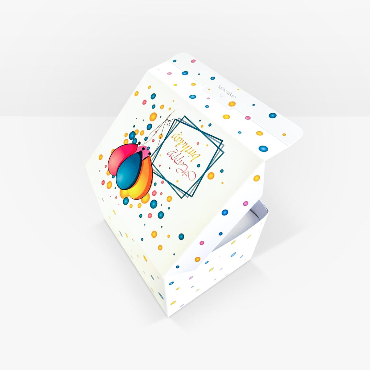 FETTIPOP Birthday Gift Box KIT (White), Gift Box Exploding Confetti, Surprise Prank Box Pop Up 7.2x5.5x4.3 in.