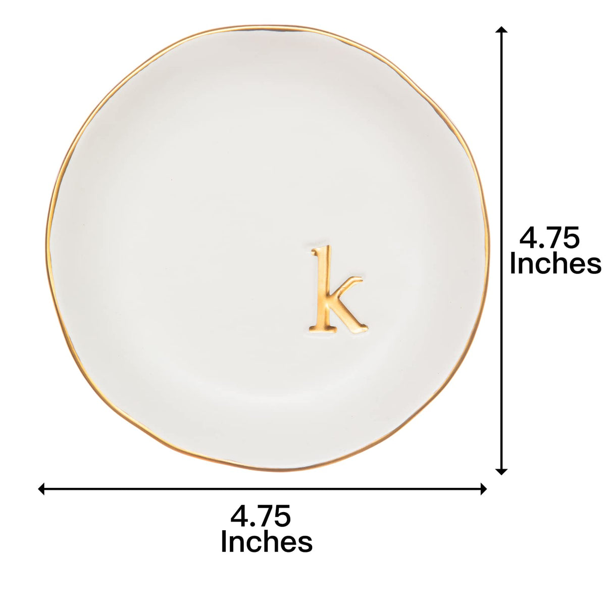COLLECTIVE HOME - Ceramic Jewelry Tray, Decorative Trinket Dish for Rings Earrings Necklaces Bracelet Watch Keys, Birthday Mother's Day Christmas Gift for Women, 4.75", White Surface (K)