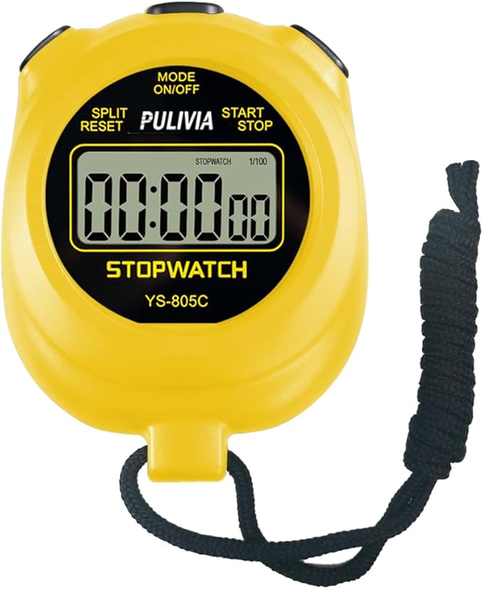 Stopwatch Timer with Countdown, Simple Operation Digital Stop Watch for Sports, Countdown-Alarm Button-Sound, AAA Battery Included (Yellow)