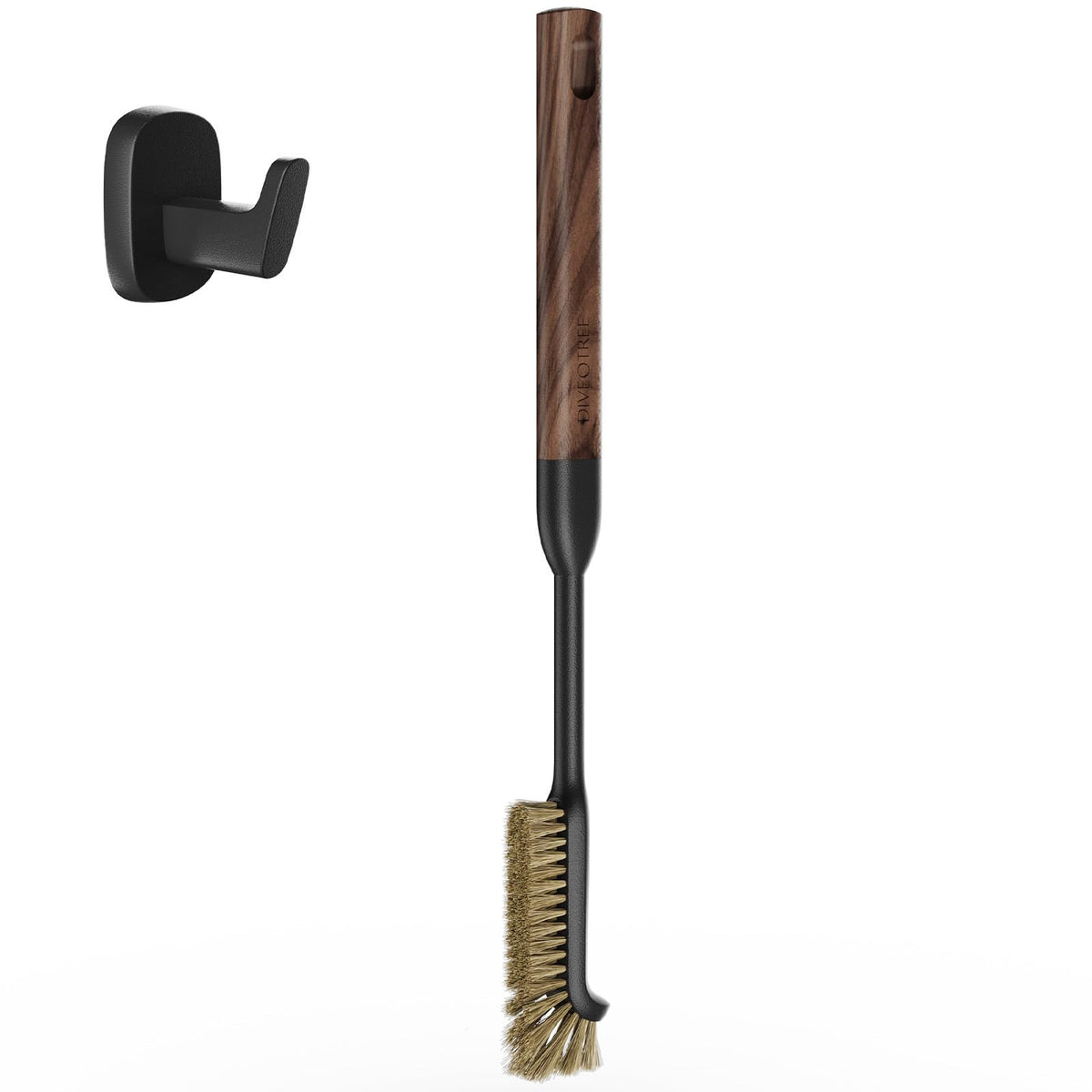Cleaning Brush, Diveotree Hard Bristle Brush for Deep Cleaning Grout, Sink, Cup, Teapot, Bottle, Blender, Multi-Purpose Brush wih Long Handle for Kitchen (Brown)