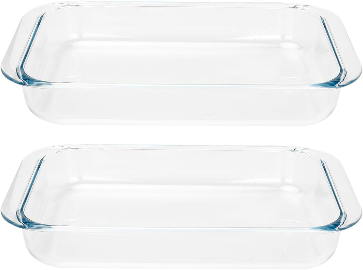 Regine Switzerland 1-Quart Tempered Glass Baking Dishes - Personal Sized Oblong Cookware (2 Pack)