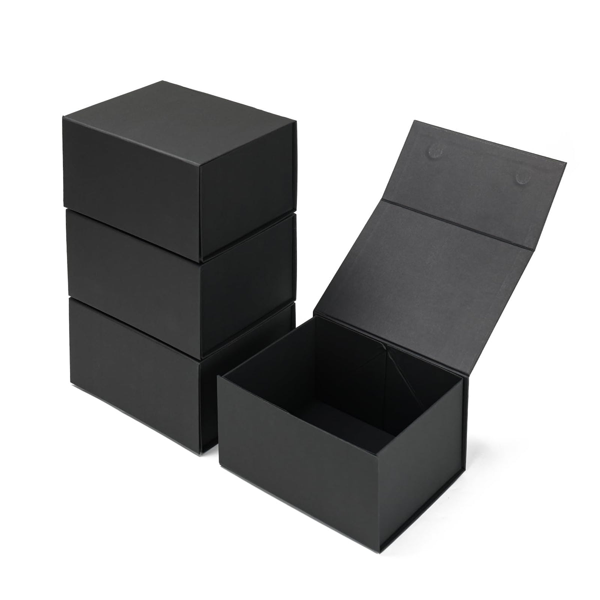 Ditwis 4 Pack 8x6x4 Inches Gift Boxes with Magnetic Closure Lids, Black Magnetic Box for Wedding, Groomsmen Bridesmaid Proposal, Birthdays, Mother's Day