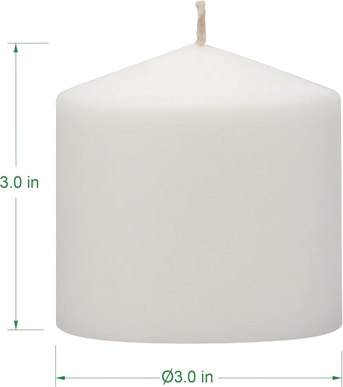 Stonebriar Unscented White Tall Pillar Candles, 18 Hour Burning Candle Pillars, Perfect for Decor, Weddings, Emergencies 3" X 3", 6 count