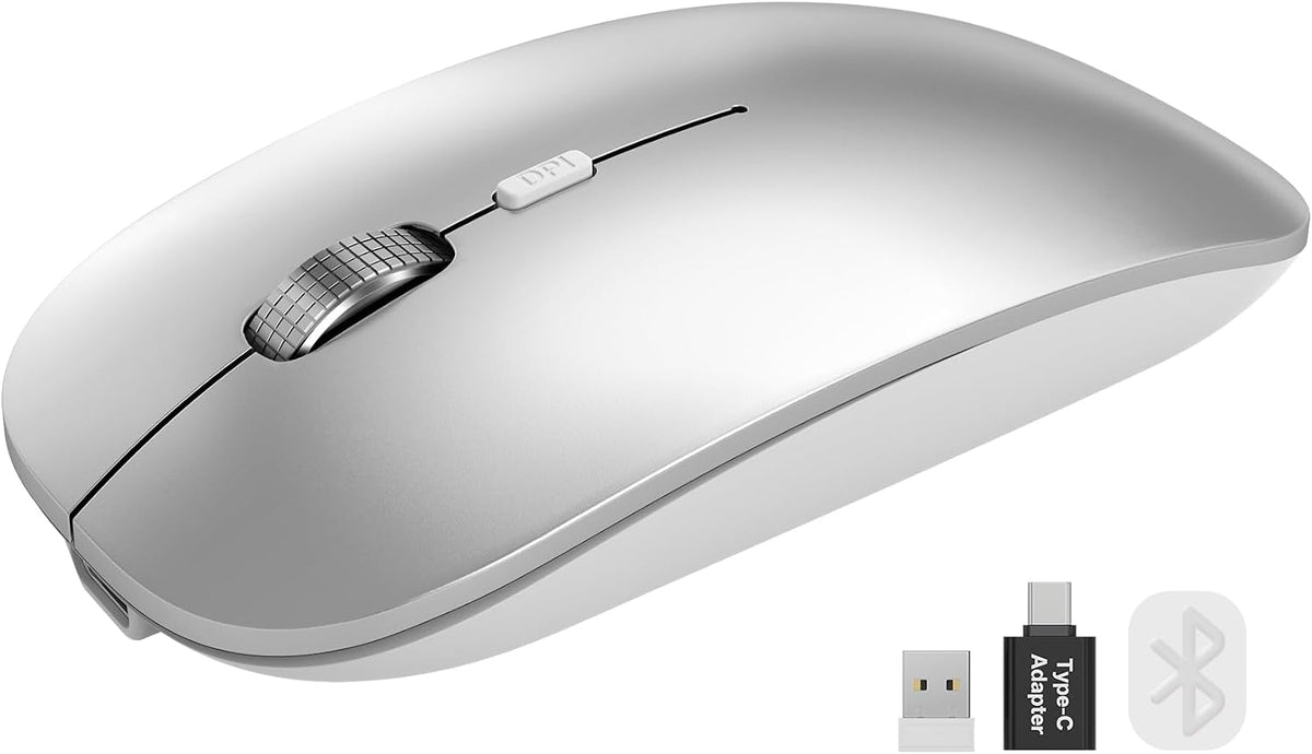 SABLUTE M31 3 5.2 2.4G), Bluetooth Mouse for MacBook Pro/Air, iPad - Rechargeable Tri-Mode Wireless Mouse for Devices