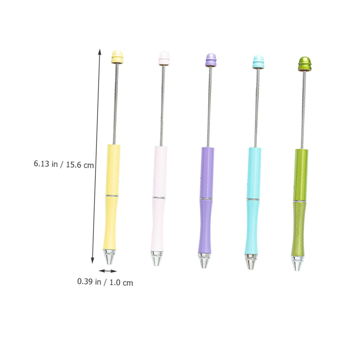 OSOLADY 5pcs Metal Ballpoint Pens Beaded DIY Craft Pen Set for Office School Daily Writing Adult and Household Use