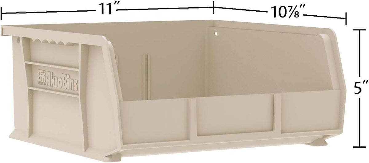 Akro-Mils Plastic Storage Bins - Space-Saving Stackable Organizers for Garage & Pantry | 11" x 11" x 5", Black, 6-Pack