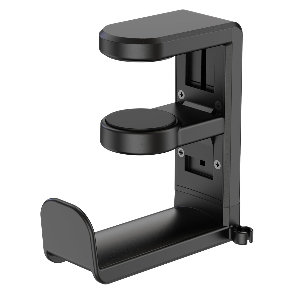 EURPMASK Rotating Headphone Stand - PC Gaming Headset Holder, Adjustable Clamp-on Under Desk Hanger With 360 Degree Swivel & Cable Clip Organizer - Black