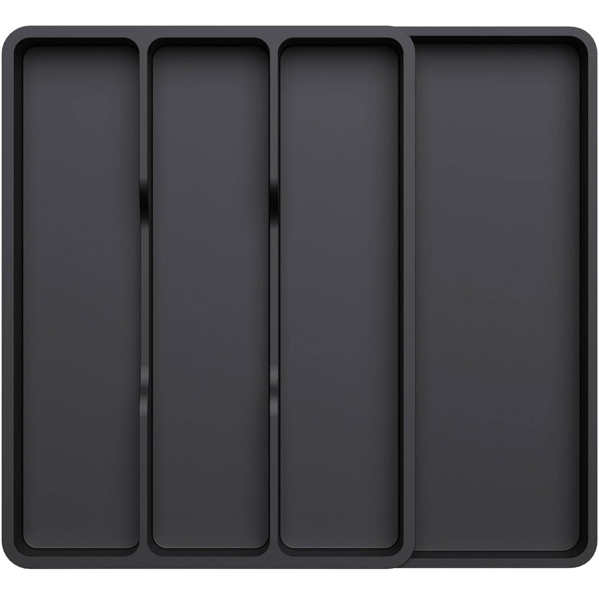 Lifewit Utensil Organizer for Kitchen Drawer, Expandable Cooking Silverware Tray, Adjustable Cutlery Flatware Holder, Plastic Spatula Tools Storage Divider, 17.3 x 15.8", Black