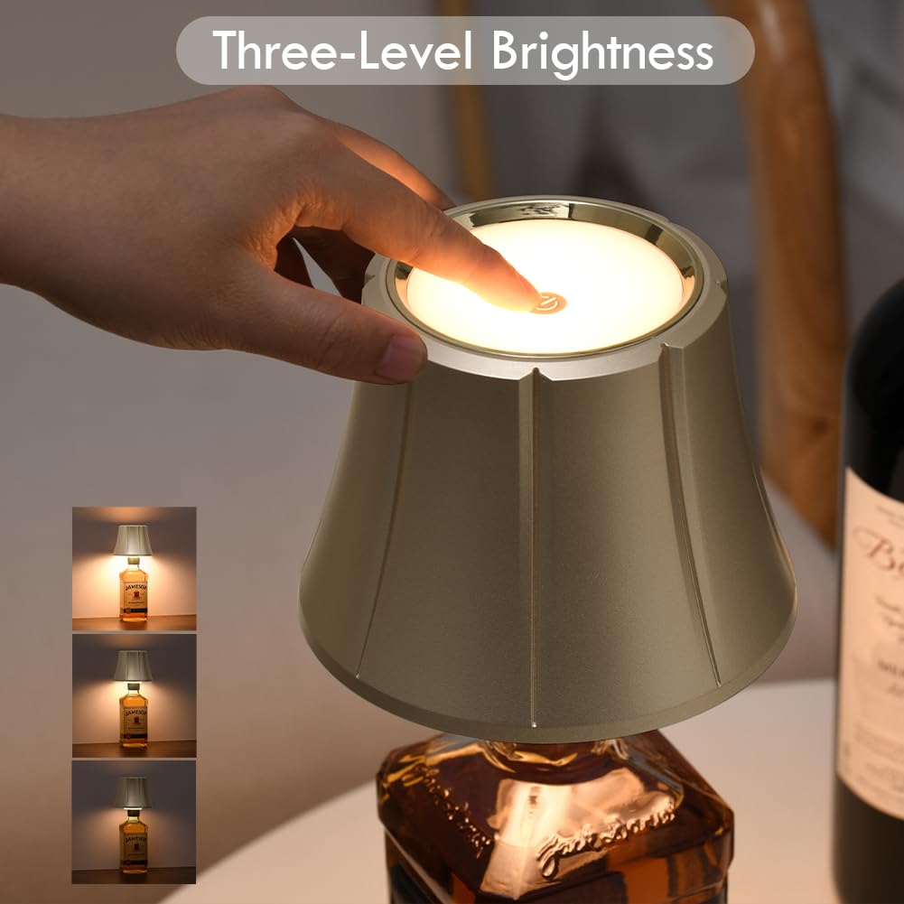 WILIT Wireless Bottle Lamp Shades for Table Lamps, Bottle Lights for Liquor Bottles, Touch Lamps for Kitchen Dinning Picnic,Home Bar Decorations, Modern Wine Bottle Lights, Gifts for Men Women