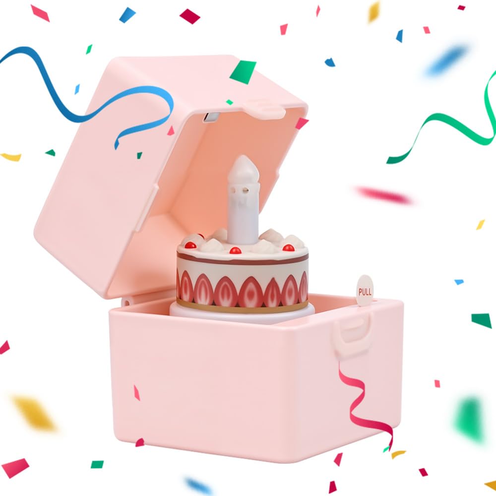 SLUQQHDU Surprise Gift Box,Surprise Pop up Gift Box,Birthday cake design,Happy Birthdays Music Box,Happy Birthday Box For Men Women Little Boys And Girls (Pink)