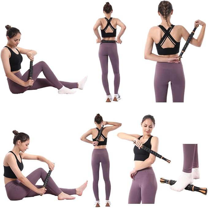 Muscle Roller Stick for Athletes -Roller Massager for Myofascial Pain Relief - Handheld Physical Therapy & Recovery Tool(Orange black-18 inch)