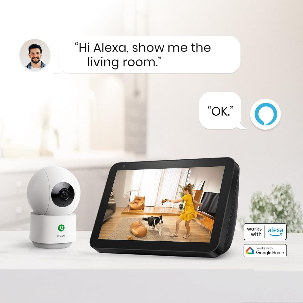 aosu 4MP 2.5K 360 5/2.4 Security Camera Indoor, Baby Monitor Pet Camera for Home Security, WiFi Camera with GHz Wi-Fi