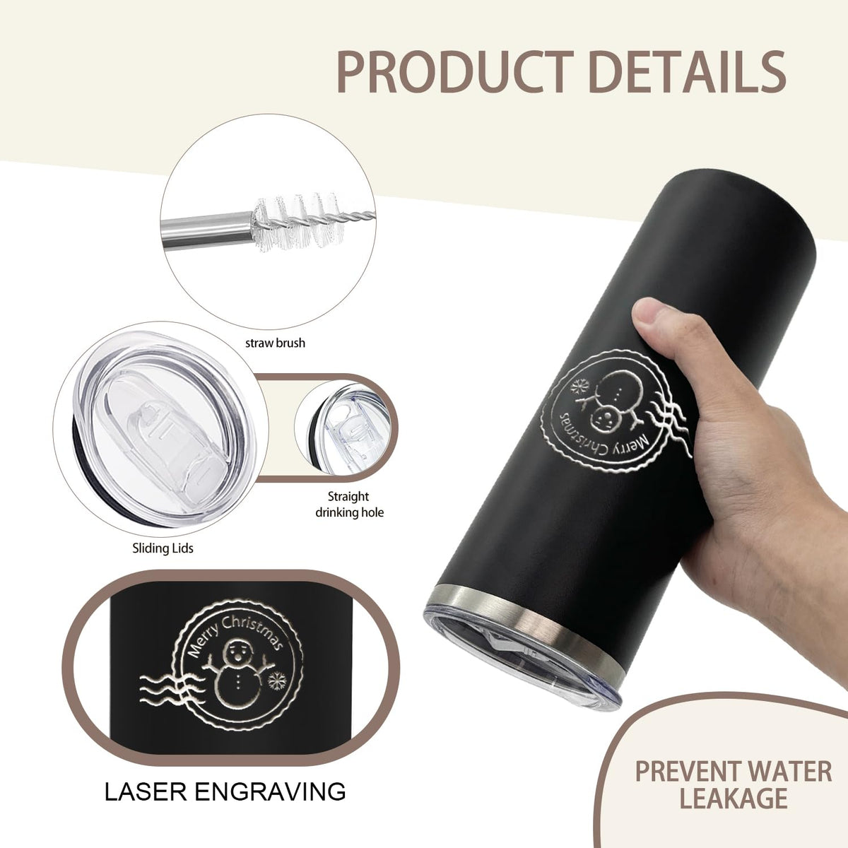 YOUKE OLA 16 Pack Stainless Steel Skinny Tumblers Bulk Straight Double Wall Powder Coated Insulated Tumbler with Lid and Straw for Laser Engrave, DIY Gift, 20oz Black