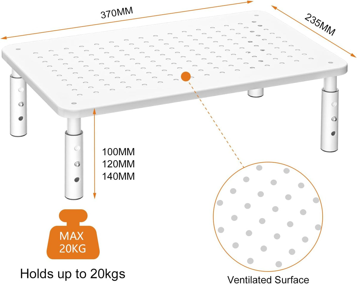 Riser,3 370X235MM 2 Packs,White Bracwiser Monitor Stand Level Height Adjustable Desktop monitor stand for Computer