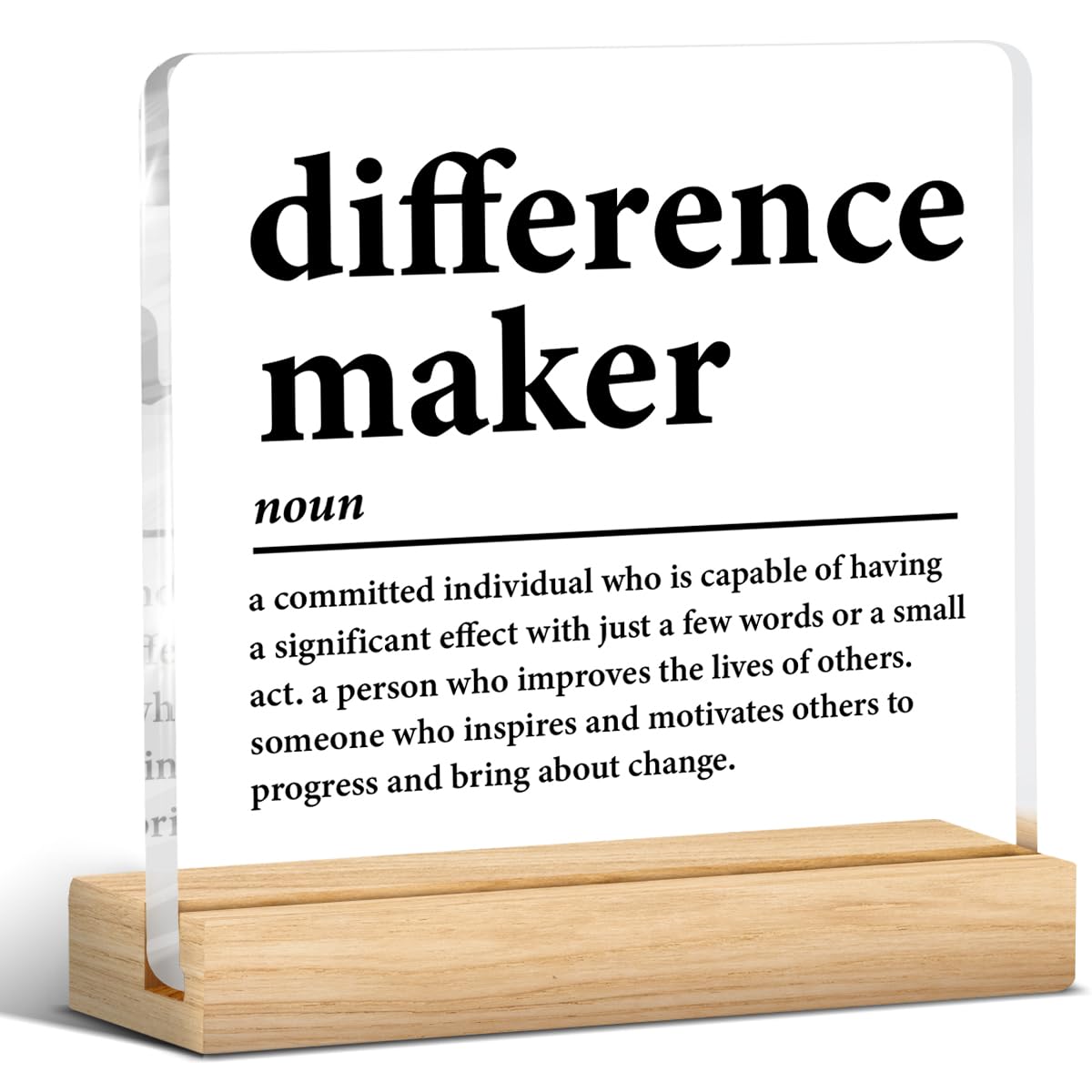 Difference Maker Gifts for Teacher Coach Mentor Boss Leader, Thank You Appreciation Gifts for Coworkers Employee Staff Women Men Motivational Office Desk Decor Cubicle Acrylic Sign, 4 x 4 Inches