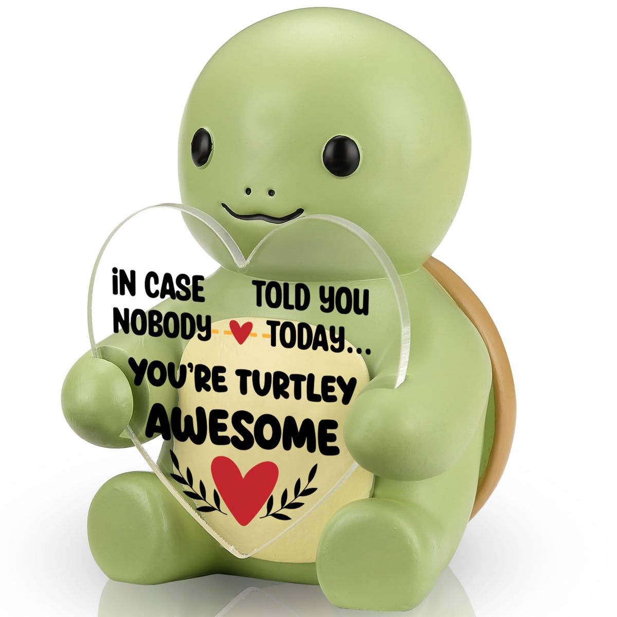 FOKCBOCM Tiny Turtle Encouragement Figurine with Positive Reminder Message, in Case Nobody Told You Today You're Turtley Awesome Desk Decor Gift for Women Friends Coworkers Office Home-DSZX152
