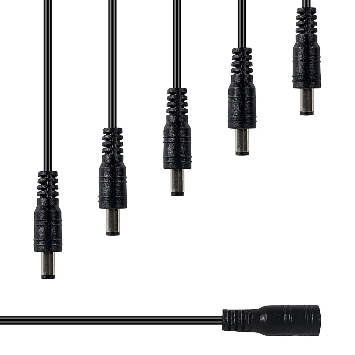 ATNSINC 10Pairs 12v 2.1mm 5.5mm DC Power Cable Male Female Connectors x DC Pigtail Adapter for CCTV Security
