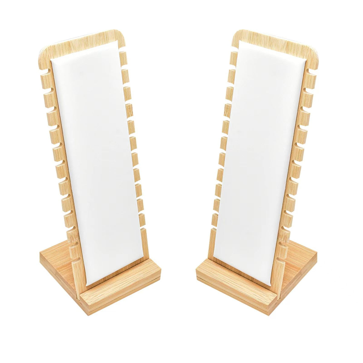 Golden Strawberry 2 Pack Bamboo Panel Jewelry Necklace Tabletop Display Boards Stand (White)