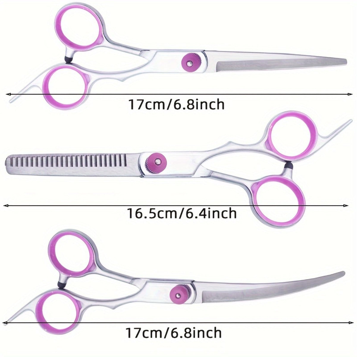 5-in-1 Pet Grooming Scissors, Stainless Steel Straight Thinning Curved Shears & Comb for Pet Use
