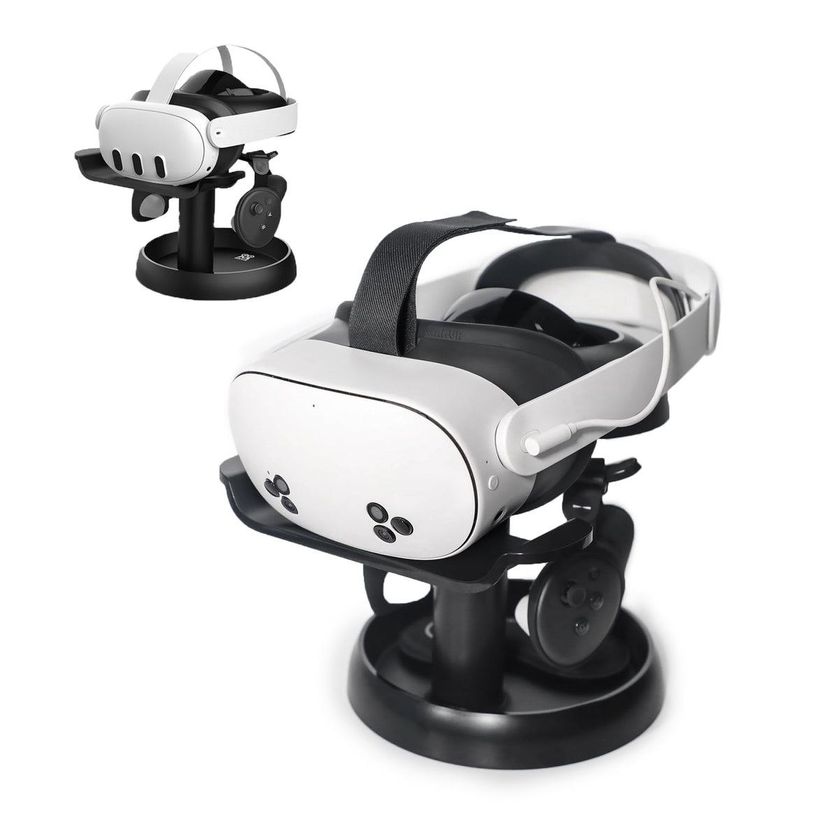 AMVR VR Headset Stand Holder Compatible with Quest 3s/Quest 3/Vision Pro/Quest 2/Pico 4/for PSVR 2 - Universal VR Headset Display Dock, Stable Bracket Storage Round Base, Mount Install Easy