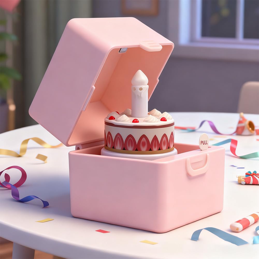 SLUQQHDU Surprise Gift Box,Surprise Pop up Gift Box,Birthday cake design,Happy Birthdays Music Box,Happy Birthday Box For Men Women Little Boys And Girls (Pink)