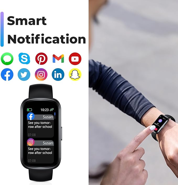 Fitness Tracker Smart Watch, 1.47" Full Touch Health Tracker with 24/7 Heart Rate & Blood Oxygen Monitor, Sleep Tracker, 3ATM Waterproof Step Tracker Activity Tracker for Women Men, Deep Black
