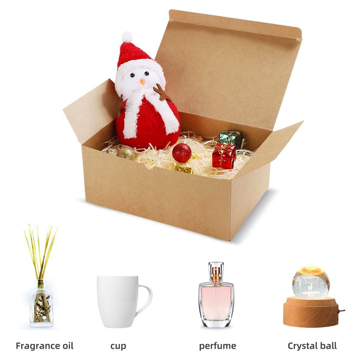 Frantis Brown Gift Boxes 9.45x6.5x4 Inches 10 Pack， Paper Gift Box with Lids for Bridesmaid Gifts, Birthday, Party, Christmas，Wedding, Crafting Cupcake Boxes, With 66 FT Twine