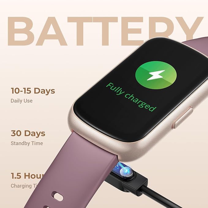 Health Fitness Tracker Smart Watch with 24/7 Heart Rate, Blood Oxygen, Sleep Tracker, Pedometer, 3 Colorful Bands & 3ATM Waterproof Activity Tracker with Step Calorie Counter, Smoke Violet
