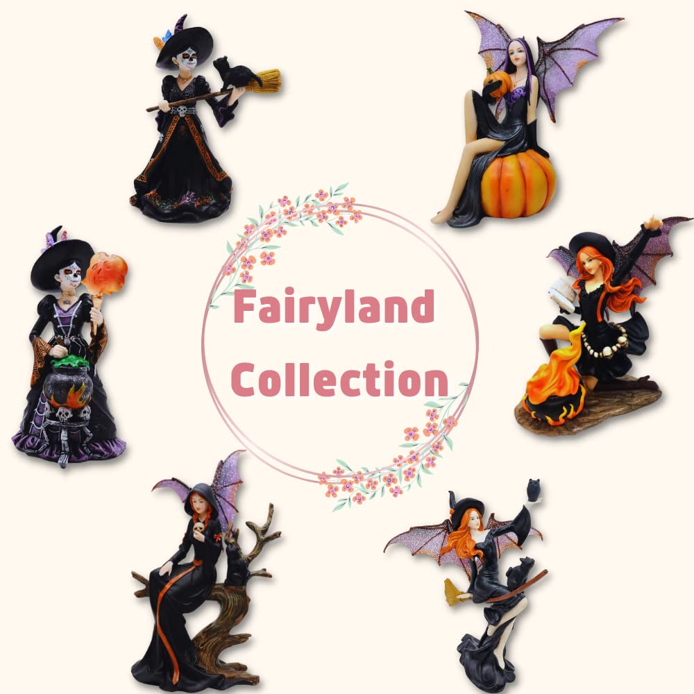 Comfy Hour 9" Gothic Fairy Witch Figurine with Owl and Cauldron, Fantasy Sorceress Reading Book Statue, Mystical Halloween Indoor Decor Accent, Polyresin Artisan Crafted Sculpture, 1 Unit