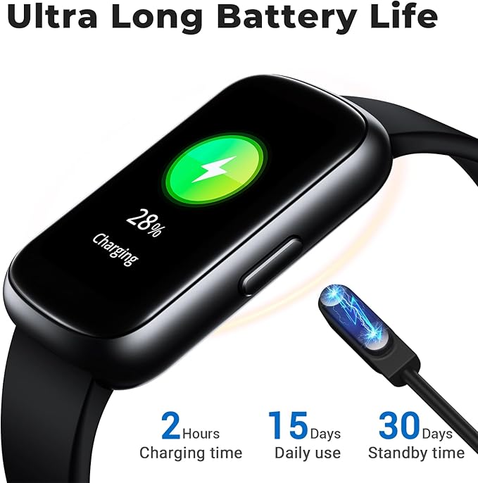Fitness Tracker Smart Watch, 1.47" Full Touch Health Tracker with 24/7 Heart Rate & Blood Oxygen Monitor, Sleep Tracker, 3ATM Waterproof Step Tracker Activity Tracker for Women Men, Deep Black