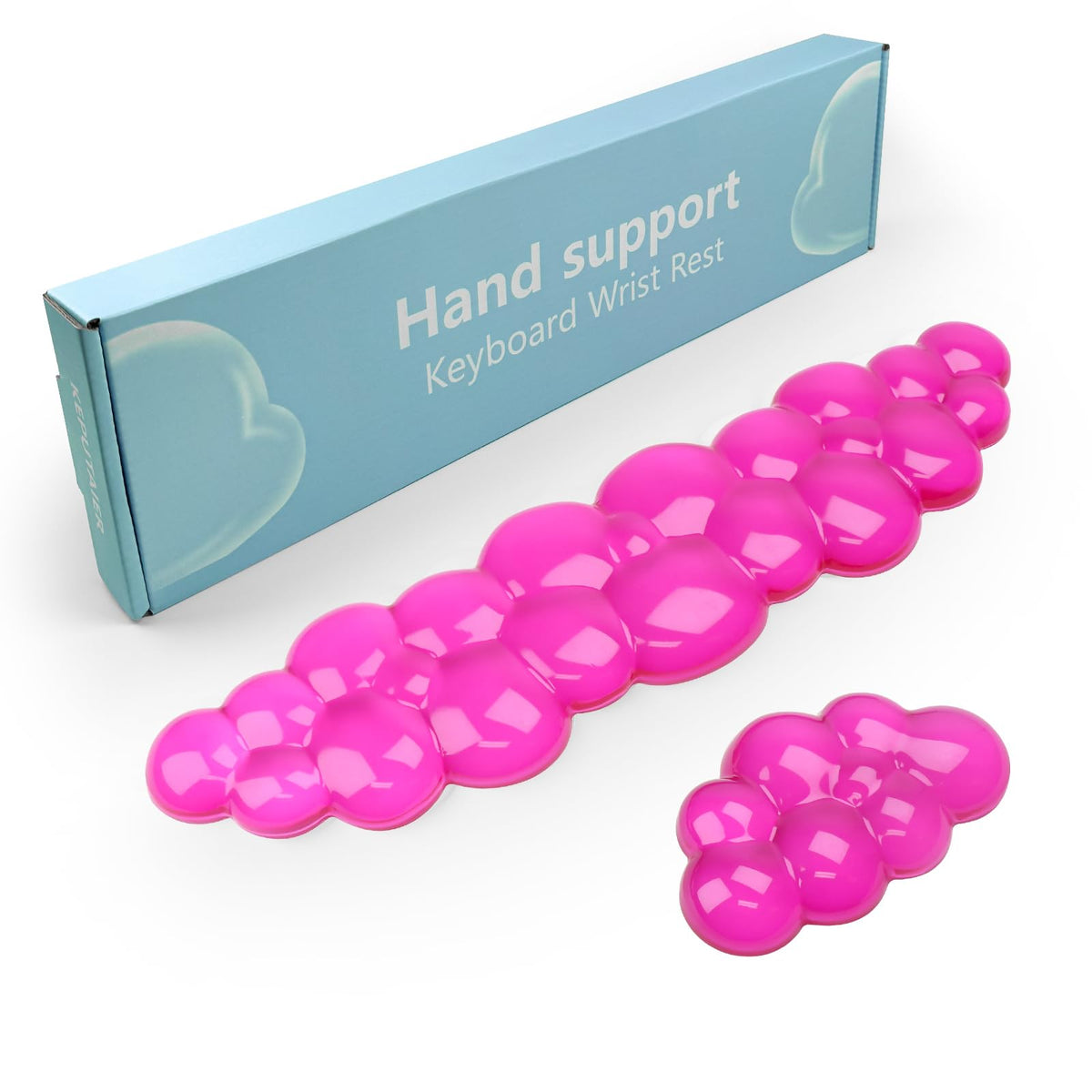 Gel Cloud Keyboard and Mouse Wrist Rest, Cute Wrist Support and Arm Support Keyboard Rest for Keyboard and Mouse Typing Pain Relief，Suitable for Office/Computer/Laptop/Gaming (Transparent Red)