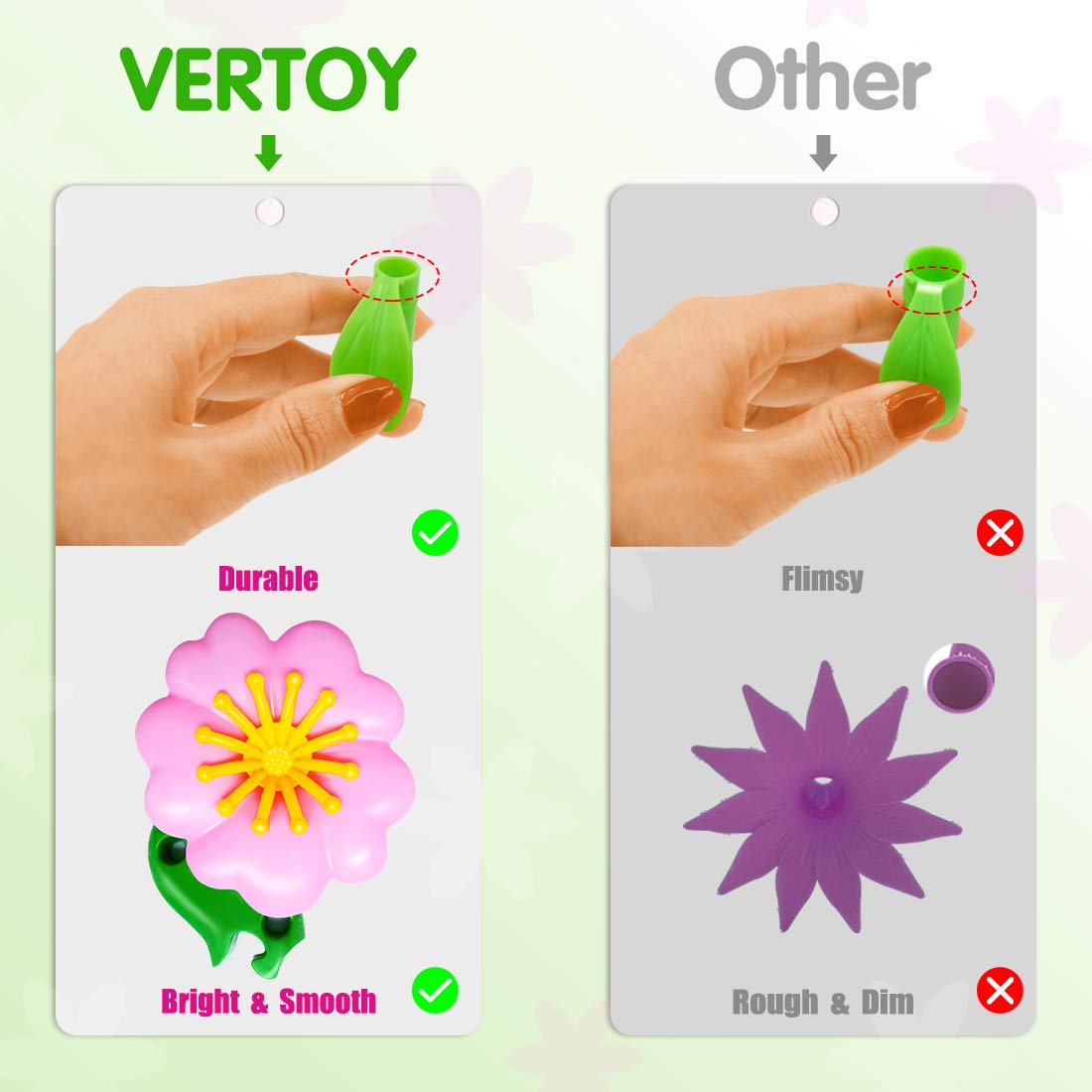 VERTOY Flower Garden Building Toy Set for 3, 4, 5, 6 Year Old Girls, STEM Educational Activity Games and Girls Birthday Gift for Age 3+ yr Toddlers and Kids, 143 pcs