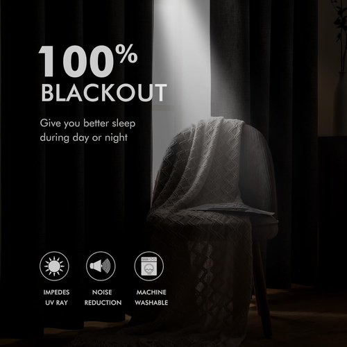 MIULEE Blackout Curtains - 100% Room Darkening Thermal Insulated Grommet Panels | Dark Grey, 42" x 90" (2 PCs)
