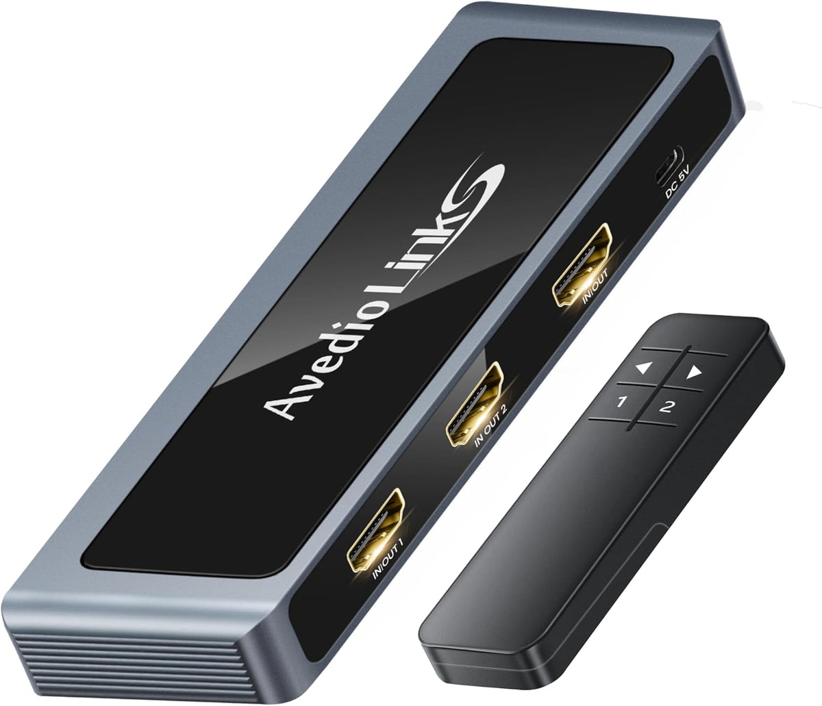 avedio links 8K 2.1 4K@120Hz 8K@60Hz, 2 1 2 1 PS5 HDMI Switch Bi-Directional in Out HDMI Switcher with Remote, Aluminum