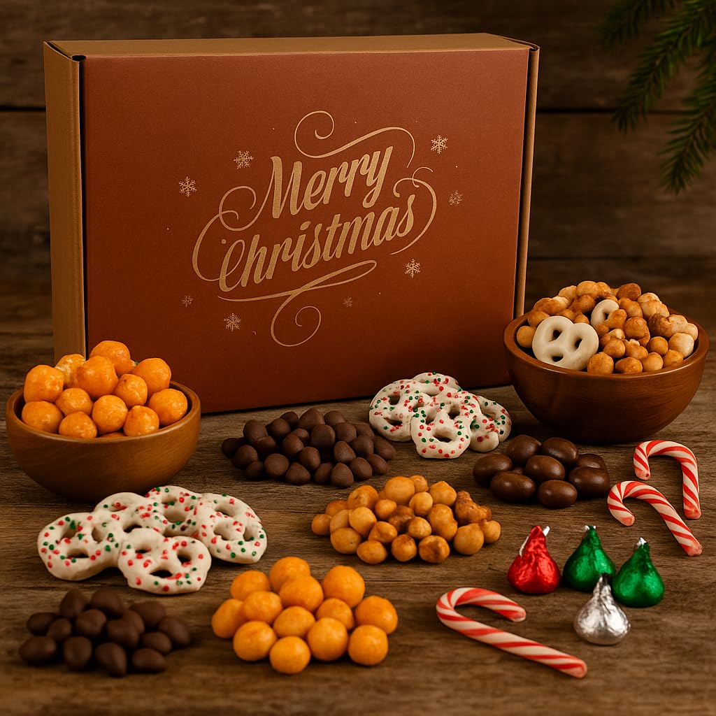 Holiday Treat Gift Basket by Goodland Farms – Christmas Snack Box & Holiday Snack Assortment – Festive Sweet & Savory Gift Basket for All Ages