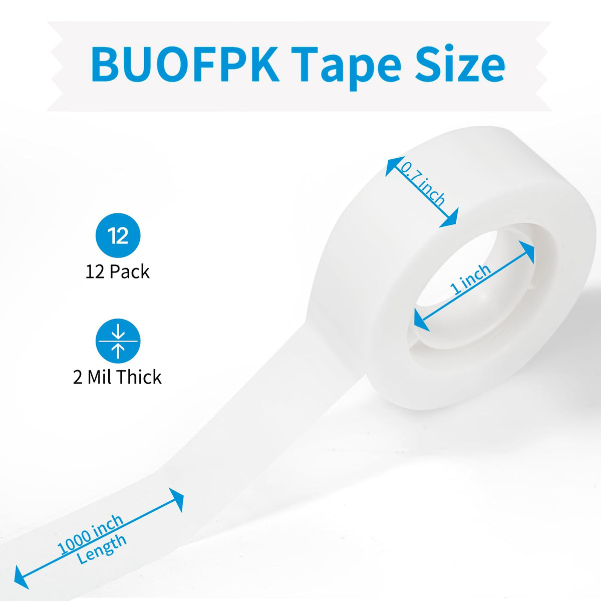 BUOFPK Invisible Tape,12 Rolls Tape Refills Bulk, Writable Tape 3/4 X 1000 Inches, Matte Transparent Tape for Dispenser, School Office Home Supplies for Labeling Gift Wrapping,Craft