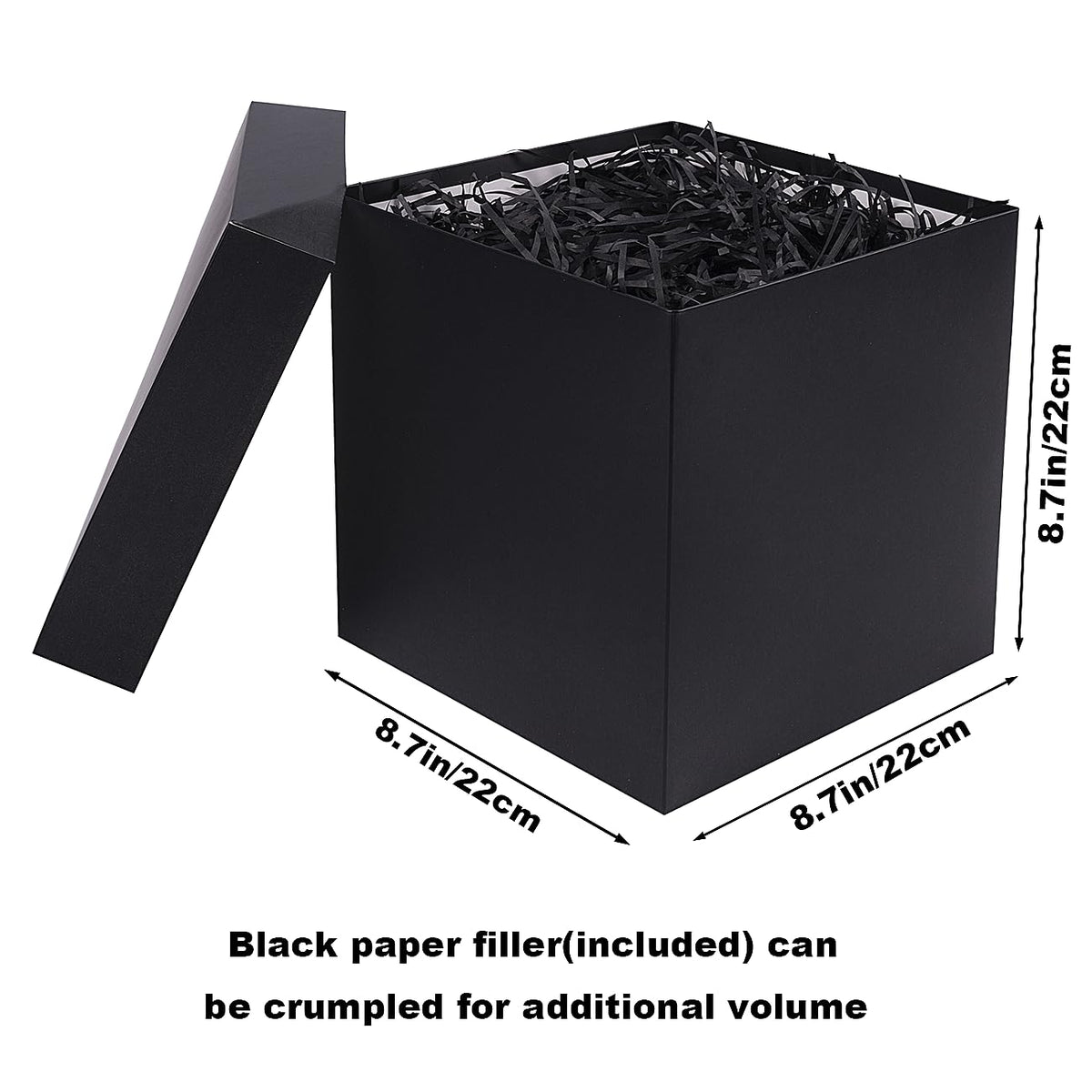 Elephant-package Medium Gift Box with Lids, Ribbon and Paper Filler, for Men Women Birthdays, Father's Day, Bridal Showers, Weddings, Baby Showers - Collapsible, 8.7", 1 Pack, Black