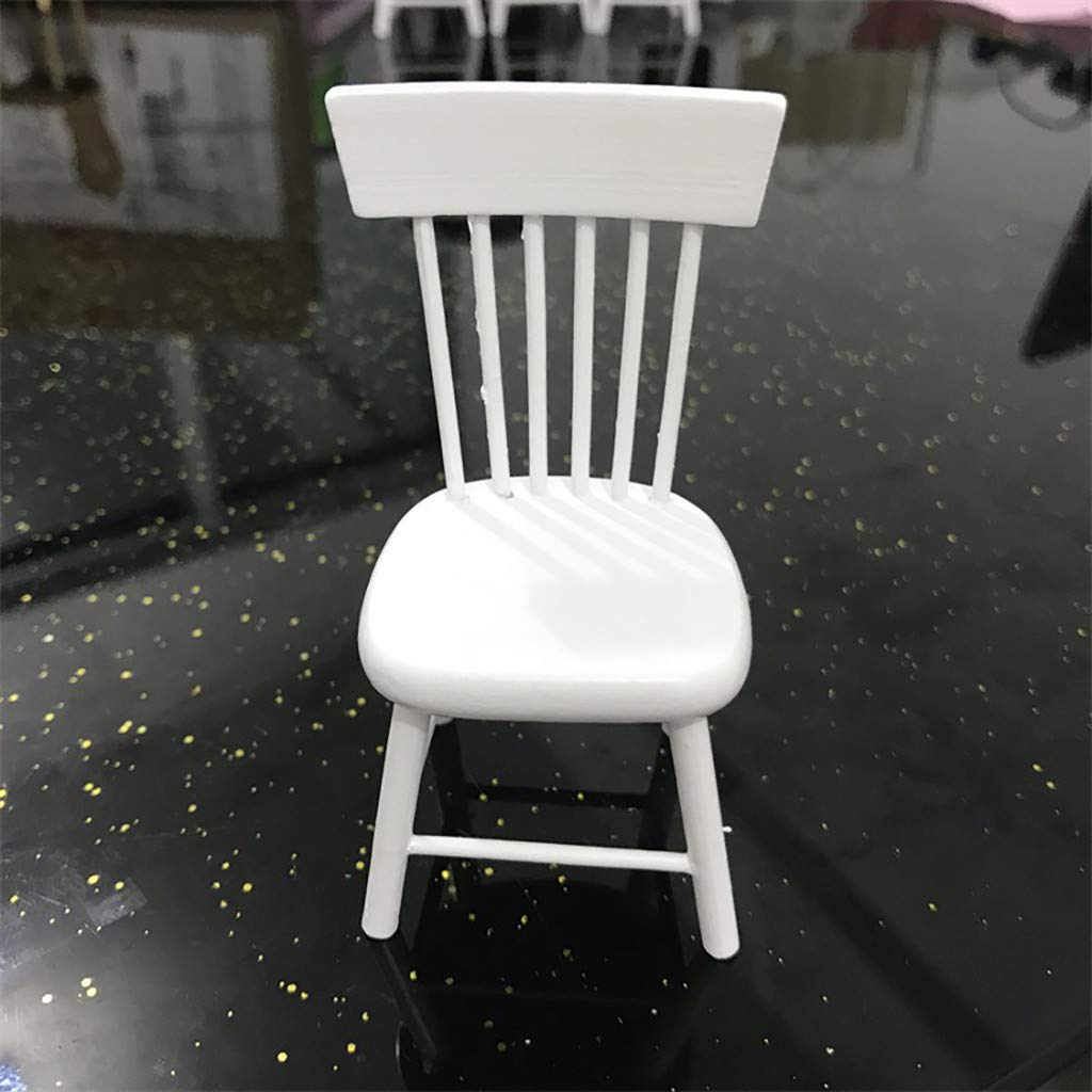 SXFSE Dollhouse Decoration Accessories, 1:12 Dollhouse Miniature Furniture Wooden White Dining Table Chair Model Set